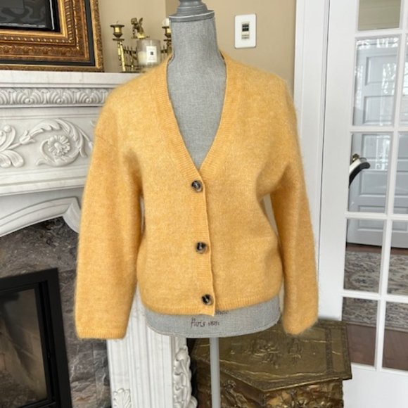 Alpaca Mohair Yellow Cardigan - Picture 1 of 2